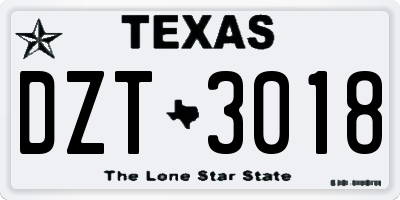 TX license plate DZT3018
