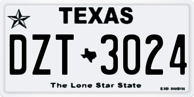 TX license plate DZT3024