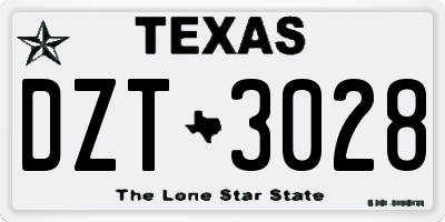 TX license plate DZT3028