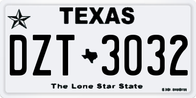 TX license plate DZT3032