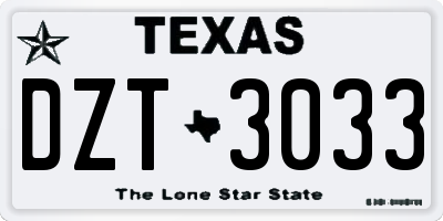 TX license plate DZT3033