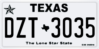 TX license plate DZT3035