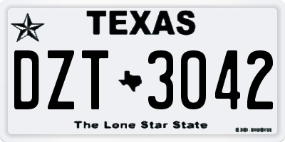 TX license plate DZT3042