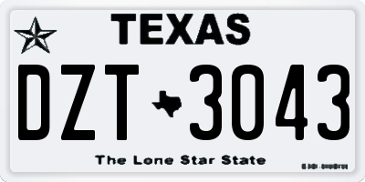 TX license plate DZT3043