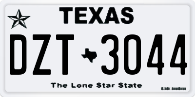 TX license plate DZT3044