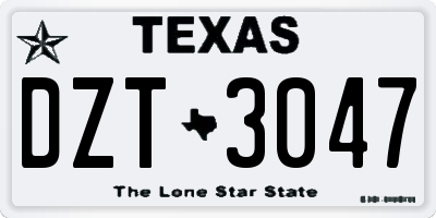 TX license plate DZT3047