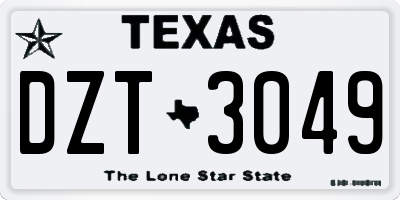 TX license plate DZT3049