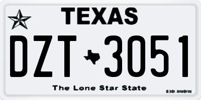 TX license plate DZT3051