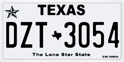 TX license plate DZT3054