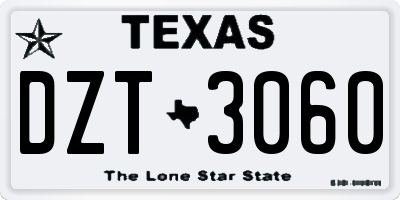 TX license plate DZT3060