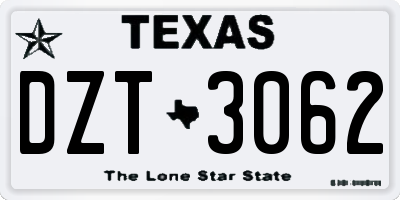 TX license plate DZT3062