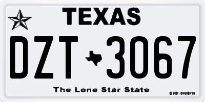 TX license plate DZT3067