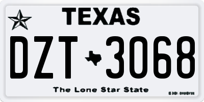 TX license plate DZT3068