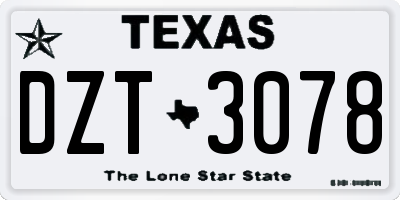 TX license plate DZT3078