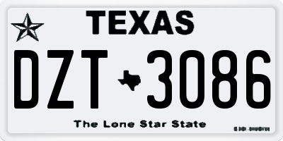 TX license plate DZT3086