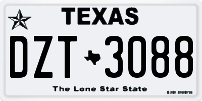 TX license plate DZT3088