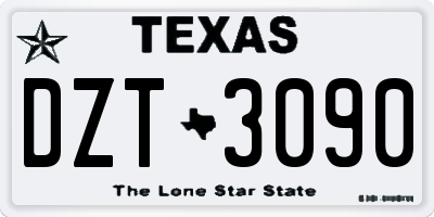 TX license plate DZT3090