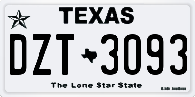 TX license plate DZT3093