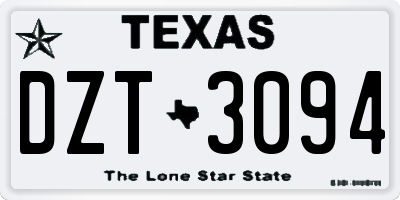 TX license plate DZT3094