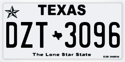 TX license plate DZT3096