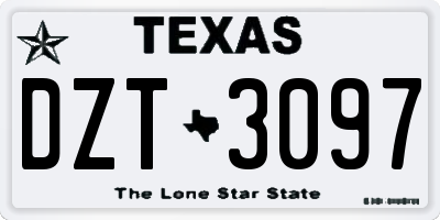 TX license plate DZT3097