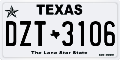 TX license plate DZT3106