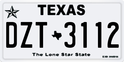 TX license plate DZT3112