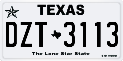 TX license plate DZT3113