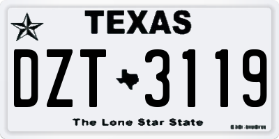 TX license plate DZT3119