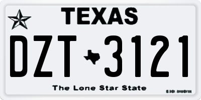 TX license plate DZT3121