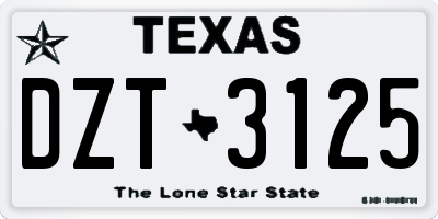 TX license plate DZT3125