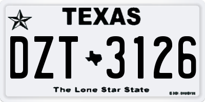 TX license plate DZT3126