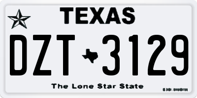 TX license plate DZT3129