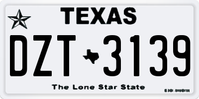 TX license plate DZT3139