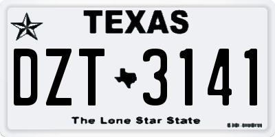 TX license plate DZT3141