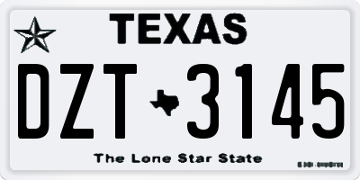TX license plate DZT3145