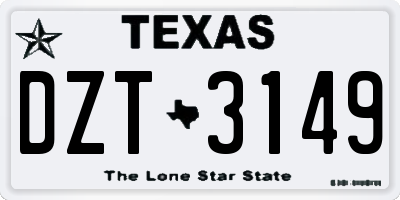 TX license plate DZT3149