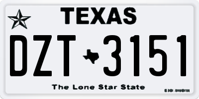 TX license plate DZT3151