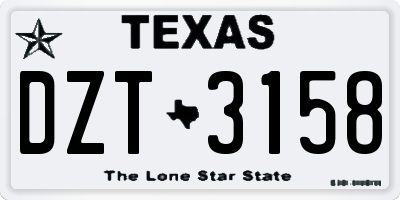 TX license plate DZT3158