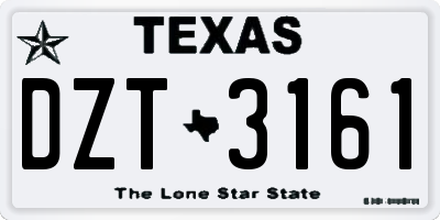 TX license plate DZT3161