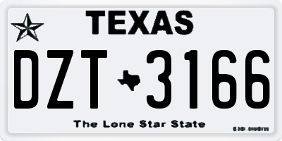 TX license plate DZT3166
