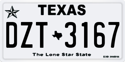 TX license plate DZT3167