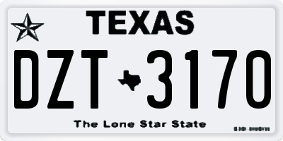 TX license plate DZT3170
