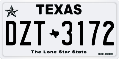 TX license plate DZT3172