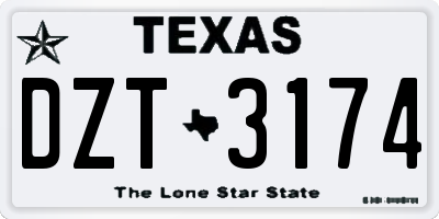 TX license plate DZT3174