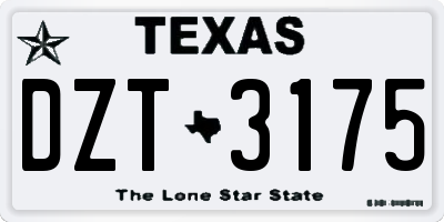 TX license plate DZT3175