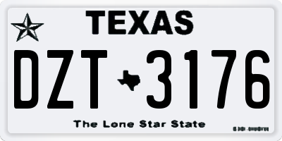 TX license plate DZT3176