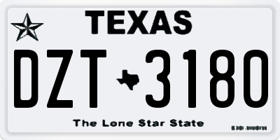 TX license plate DZT3180