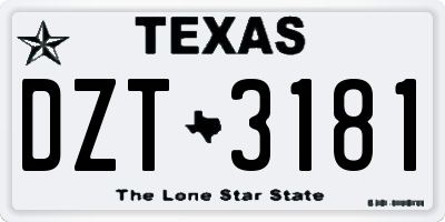 TX license plate DZT3181