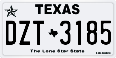 TX license plate DZT3185